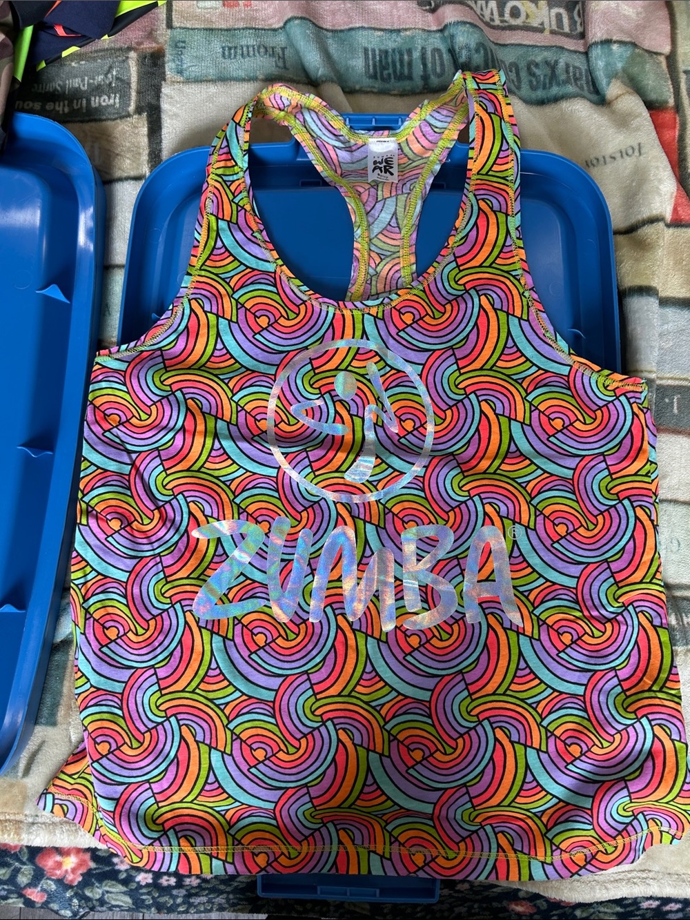 Zumba Fitness Neon Rainbow Swirl Racerback Tank